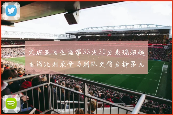 文班亚马生涯第33次30分表现超越吉诺比利荣登马刺队史得分榜第九位